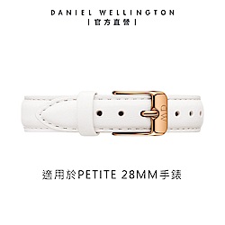 Daniel Wellington DW 錶帶 Petite Bondi 12mm純真白真皮錶帶-玫瑰金 DW00200197