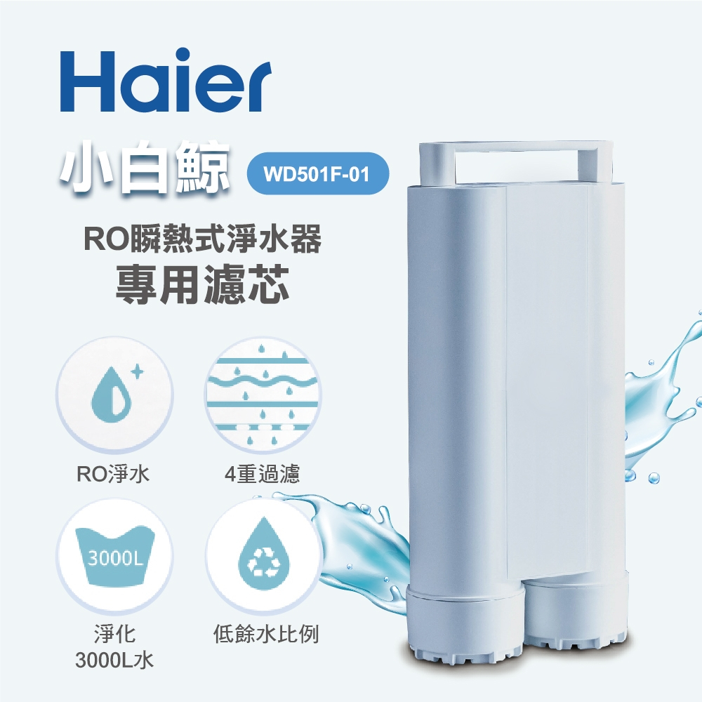 【Haier 海爾】5L免安裝RO瞬熱式淨水器(小白鯨)專用濾芯 WD501F-01