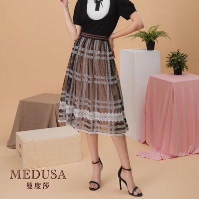 【MEDUSA】典雅蕾絲網格紗裙 (M-XL) | 女裝 裙 紗裙 | 上班穿搭