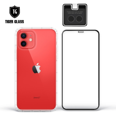 T.G iPhone 12 6.1吋手機保護超值3件組(透明空壓殼+鋼化膜+鏡頭貼)