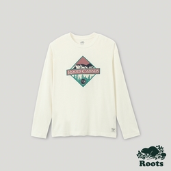 Roots 男裝- 曠野之息系列 山稜線長袖T恤-白色