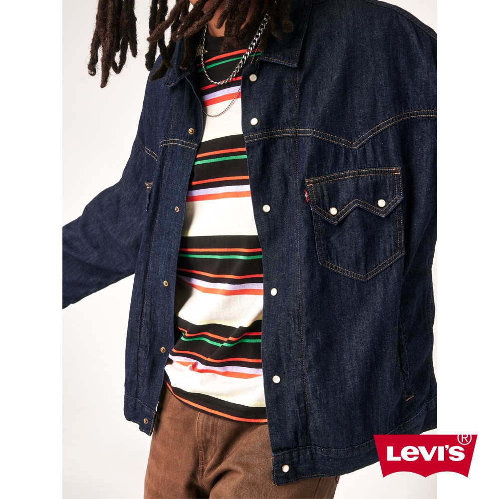 Levis 男款 輕磅寬鬆版落肩牛仔外套 / 原色石洗