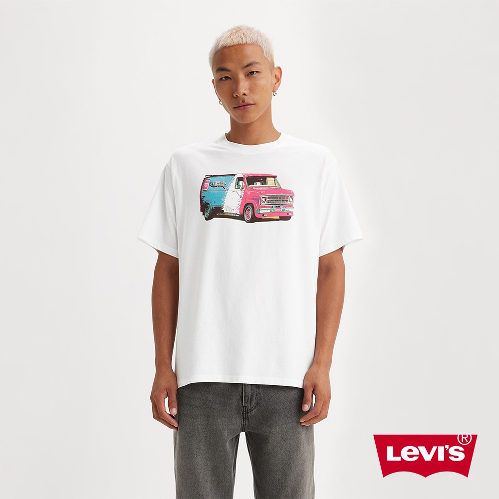 Levis 男款 短袖T恤 / 復古嬉皮皮卡圖案 / 寬鬆復古版型