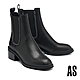 短靴 AS 帥氣時髦鏈條拼接牛皮切爾西高跟短靴－黑 product thumbnail 1