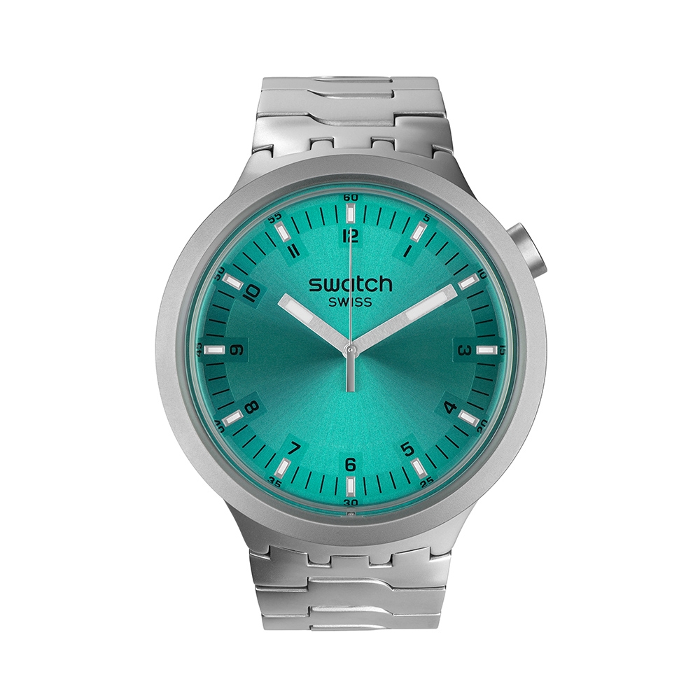 Swatch 金屬 BIG BOLD IRONY 系列手錶 AQUA SHIMMER 金屬鍊帶 松石綠 (47mm) 男錶 女錶 手錶 瑞士錶 金屬錶