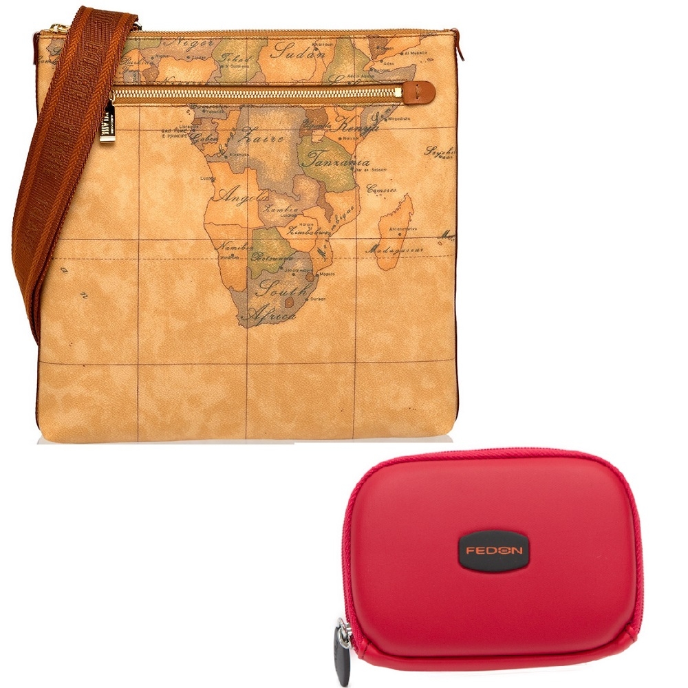 Alviero Martini 義大利地圖包 限量福袋組 斜側背包+時尚硬殼卡片包