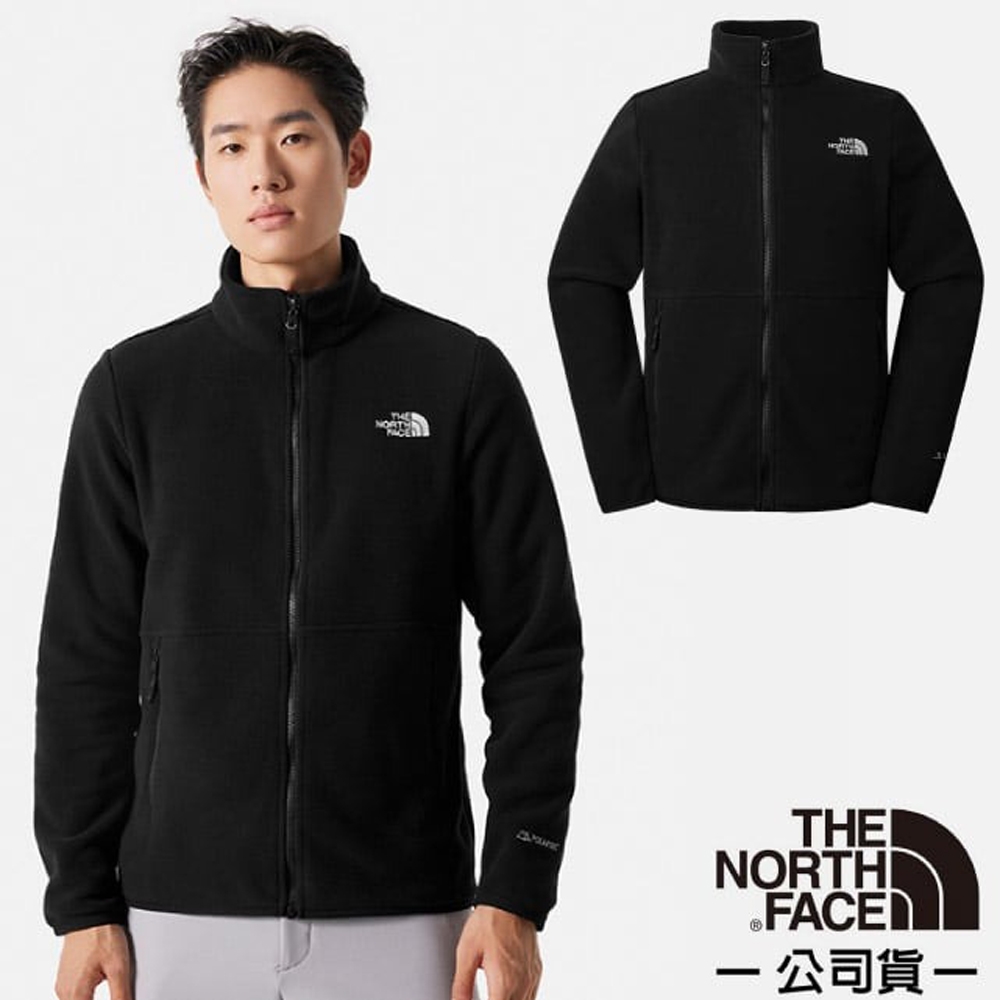 【The North Face】男 拼接舒適保暖立領抓絨外套/夾克_83O9-JK3 黑