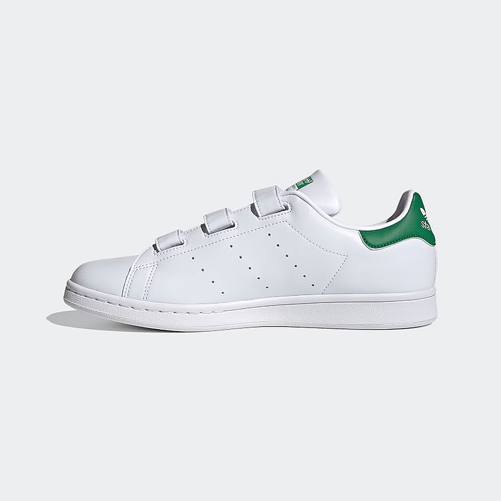 adidas 休閒鞋 男鞋 運動鞋 魔鬼氈 三葉草 STAN SMITH 白綠 FX5509