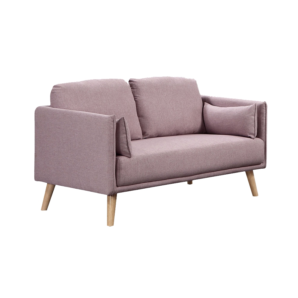Boden-班奈特粉紫色布二人座沙發/雙人座/二人座沙發椅-贈抱枕