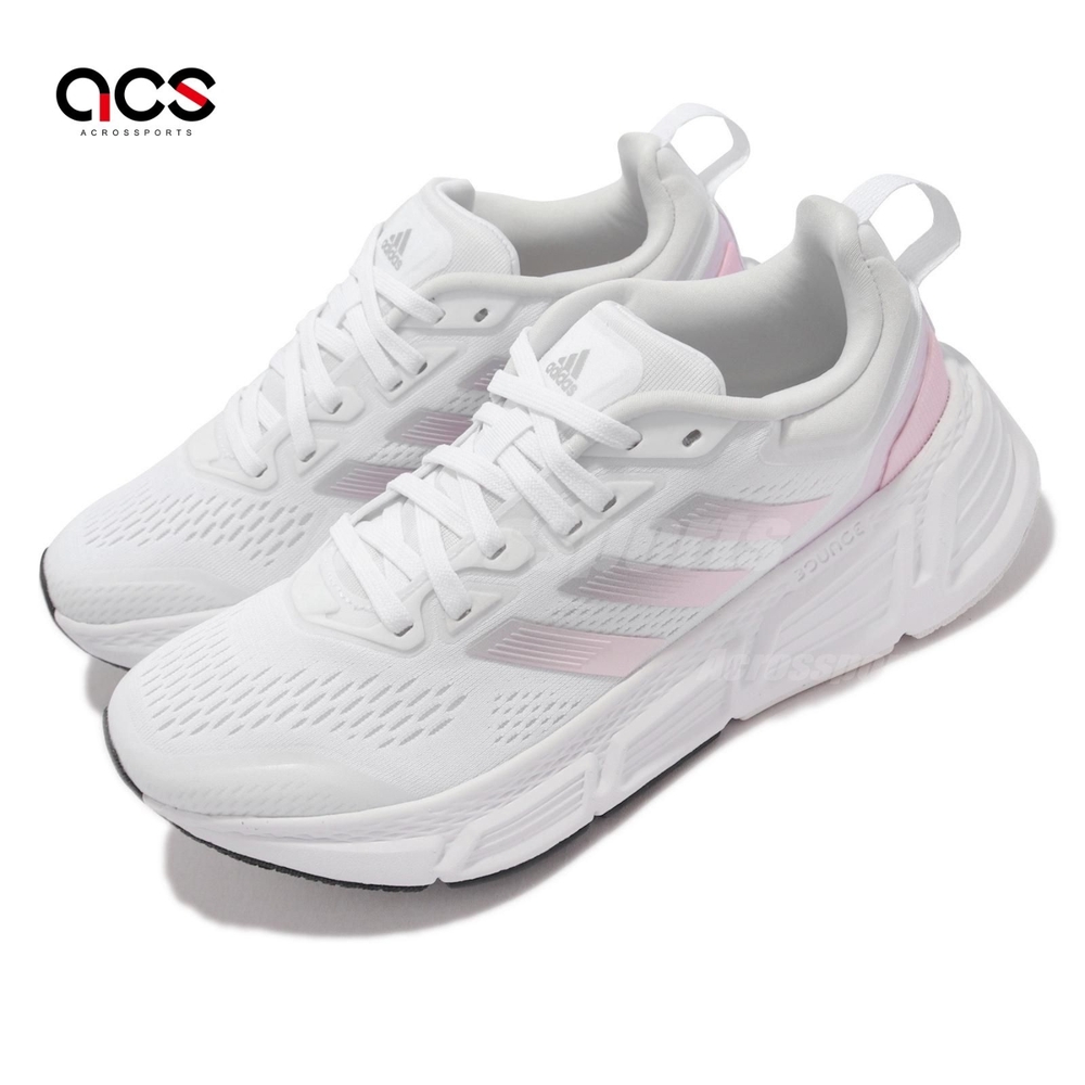 adidas 慢跑鞋 Questar 愛迪達 運動 女鞋 Bounce 緩震 路跑健身 環保理念 白 粉 GZ0618