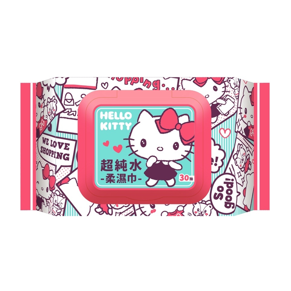 Sanrio 三麗鷗 Hello Kitty 凱蒂貓 超純水加蓋濕紙巾 30抽X36包/箱