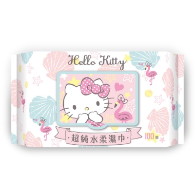 Sanrio 三麗鷗 Hello Kitty 凱蒂貓 超純水加蓋濕紙巾100抽X18包/組