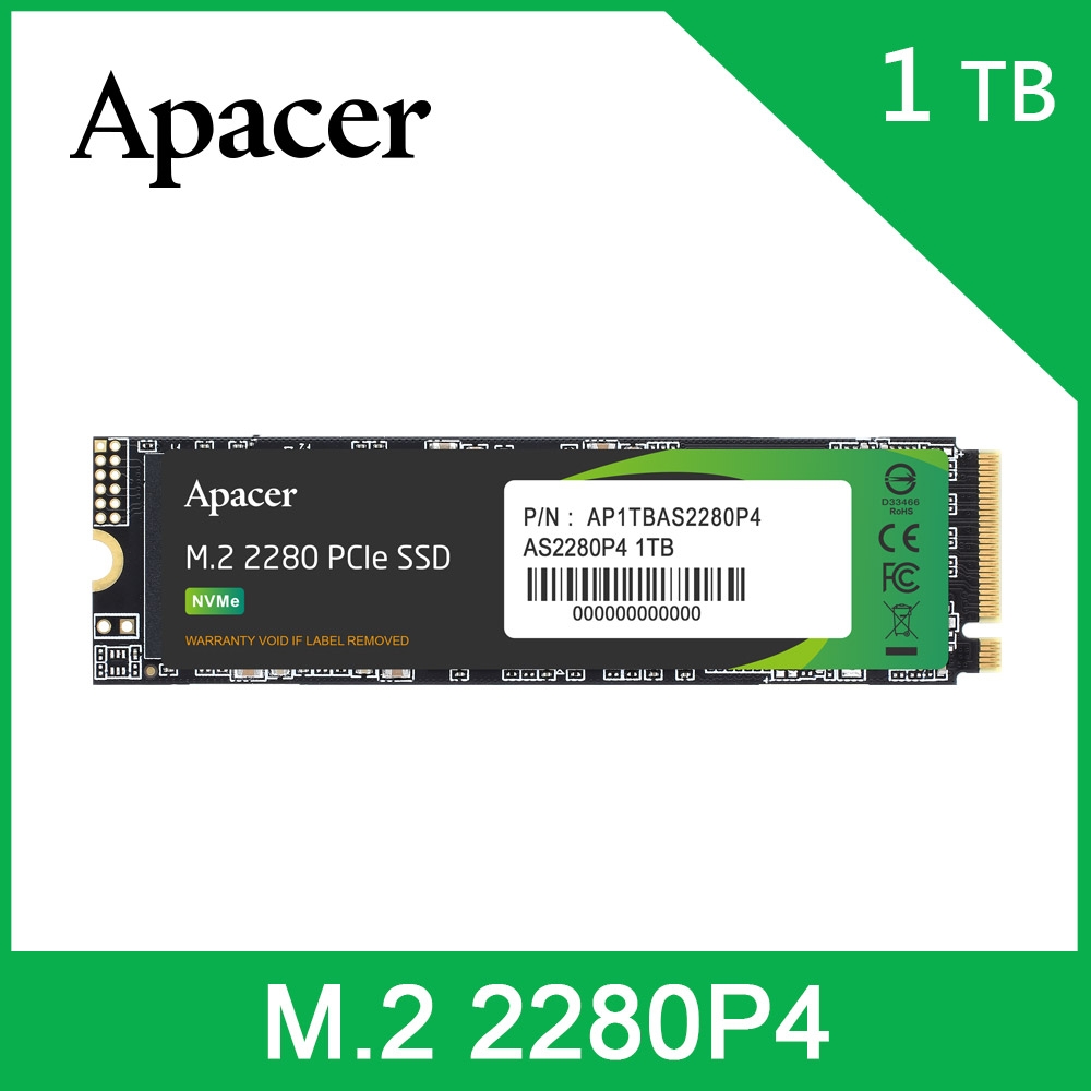 Apacer宇瞻 AS2280P4 1TB M.2 PCIe SSD