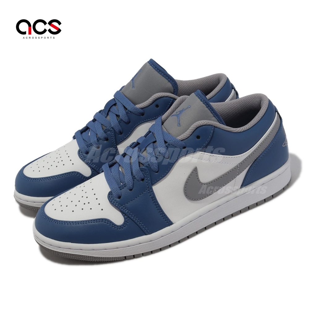 Nike Air Jordan 1 Low True Blue 男鞋藍灰白AJ1 休閒鞋喬丹553558-412