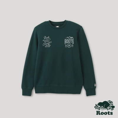 Roots 男裝- 曠野之息系列 自然元素刷毛布圓領上衣-深海綠