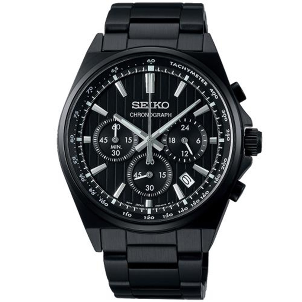 SEIKO 精工 CS系列 條紋設計 時尚三眼計時腕錶-男錶m-(SBTR037J)41mm