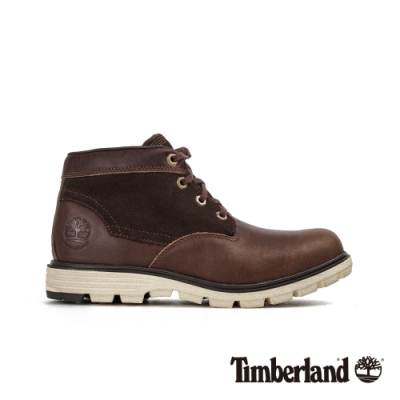 Timberland 男款深褐色拼接皮革防水短靴|A1K7U