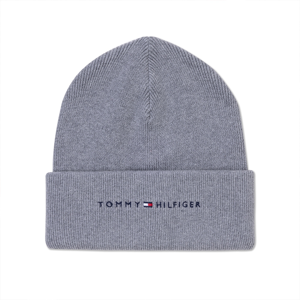 TOMMY 熱銷刺繡文字Logo純棉毛帽-灰色