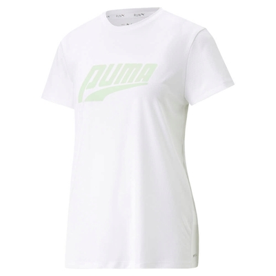 PUMA 慢跑系列Logo 女短袖上衣-白-52326652