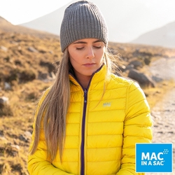 【MAC IN A SAC】女款輕暖袋著走雙面羽絨外套LDS207黃紫/輕量保暖/收納體積小