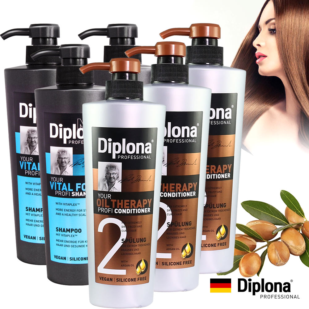 德國Diplona沙龍級活力機能完美修護洗潤3+3超值組(活力洗髮+堅果油潤髮)