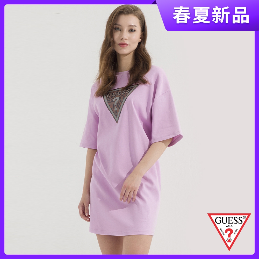 GUESS-女裝-純色虎斑LOGO連身裙-紫 原價2790