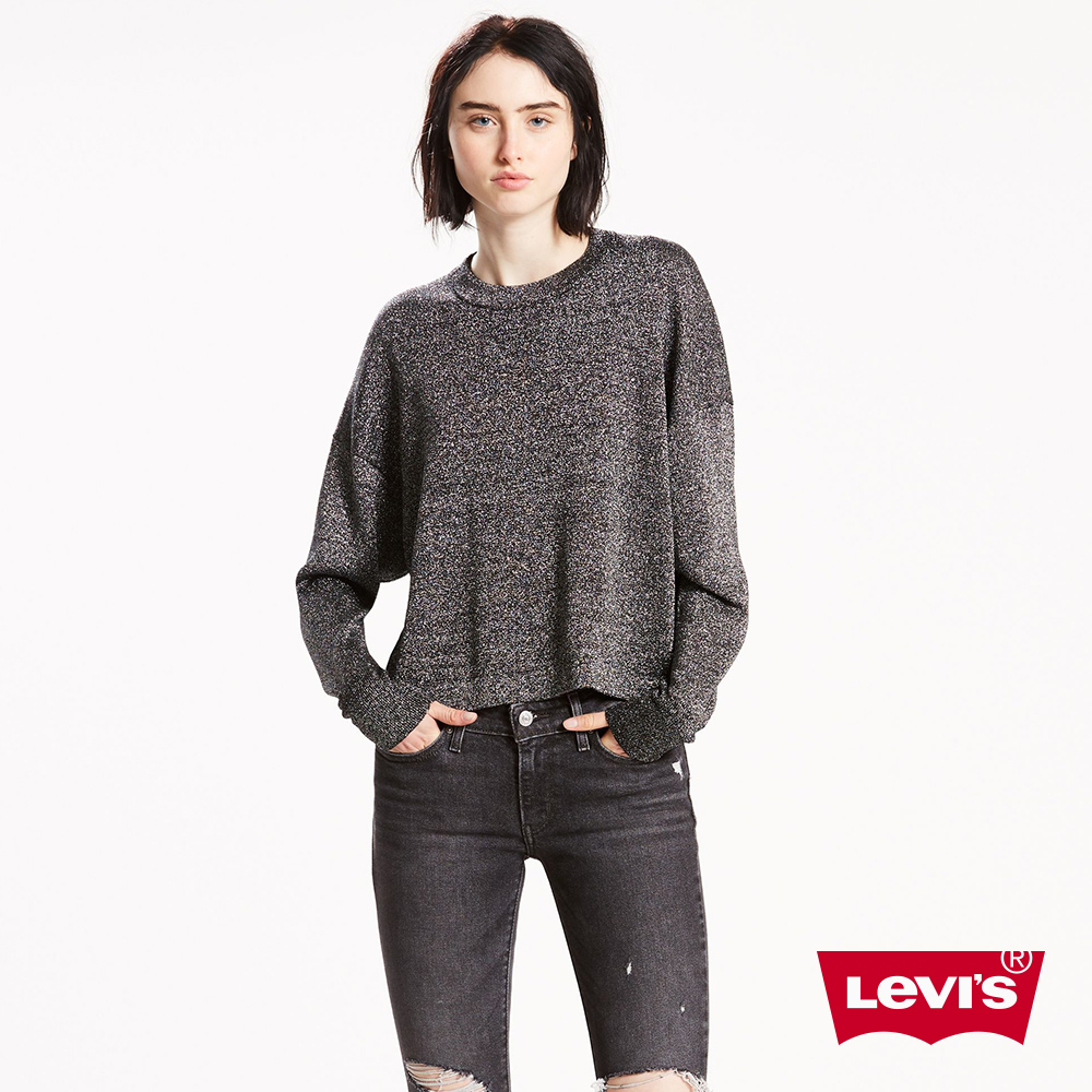 Levis 針織毛衣 女裝 羊毛 短版 落肩設計 氣質銀黑