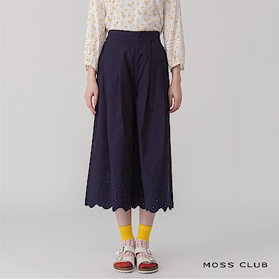 【MOSS CLUB】 花瓣設計寬口-長褲(藍色)