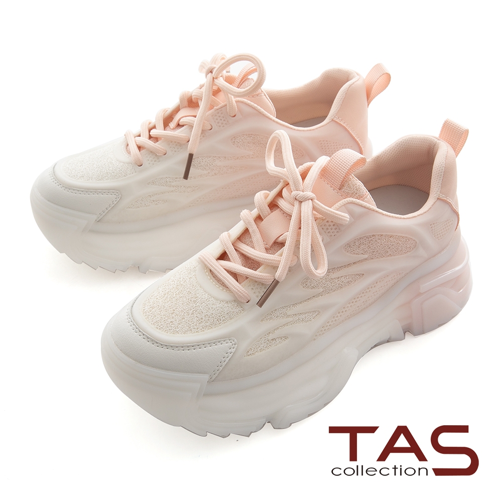 TAS漸層異材質拼接造型底台休閒鞋-櫻花粉