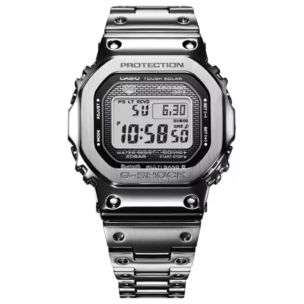 CASIO卡西歐G-SHOCK 經典方形全金屬太陽能智慧藍芽電子錶GMW-B5000D-1