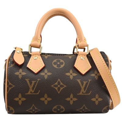 LV M81085 Nano Speedy 經典花紋手提肩/斜背兩用迷你波士頓包