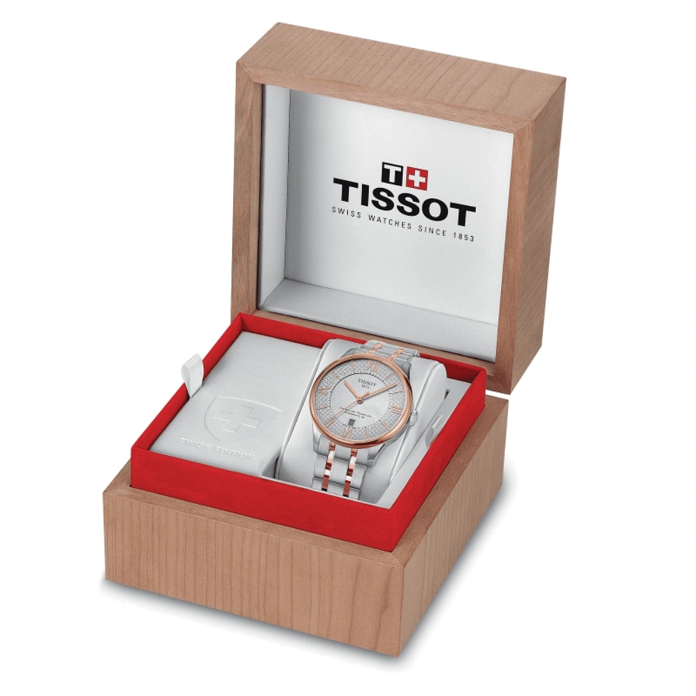 TISSOT天梭官方授權杜魯爾系列典雅羅馬機械腕錶-玫瑰金女神節42mm