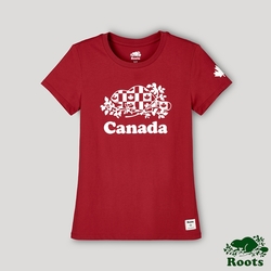 Roots女裝-愛最大加拿大日系列 國旗海狸短袖T恤-紅色