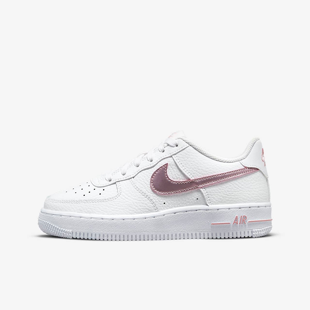 NIKE AIR FORCE 1 女鞋大童荔枝皮休閒運動鞋-玫瑰金-CT3839104