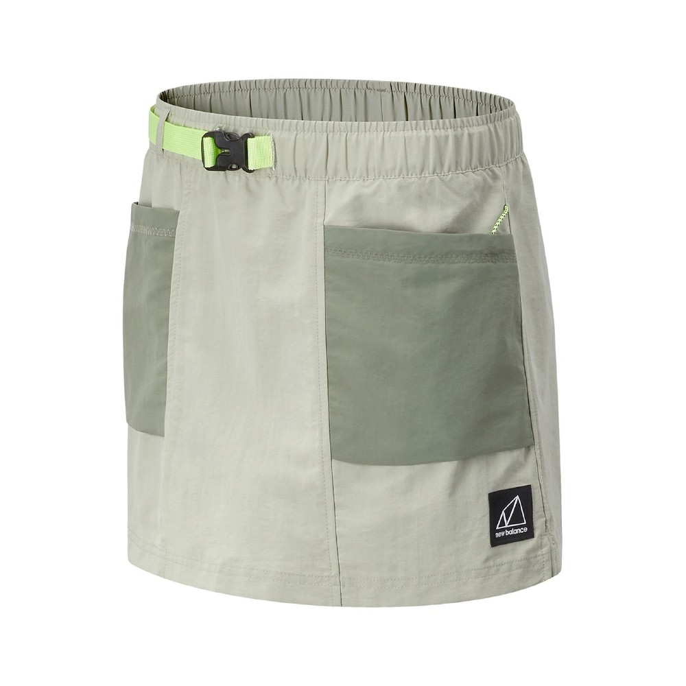 New Balance 褲裙 Logo Outdoor Skorts 女款 紐巴倫 腰圍可調 穿搭推薦 膝上 淺褐 綠 WK11590SP4