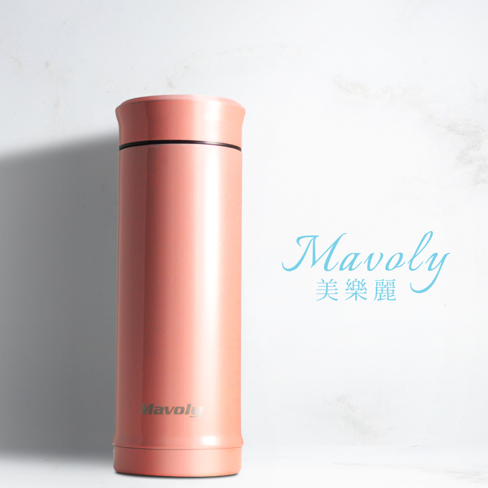 Mavoly 雙層304不鏽鋼陶瓷保溫杯250ML-玫瑰金(附茶隔器)