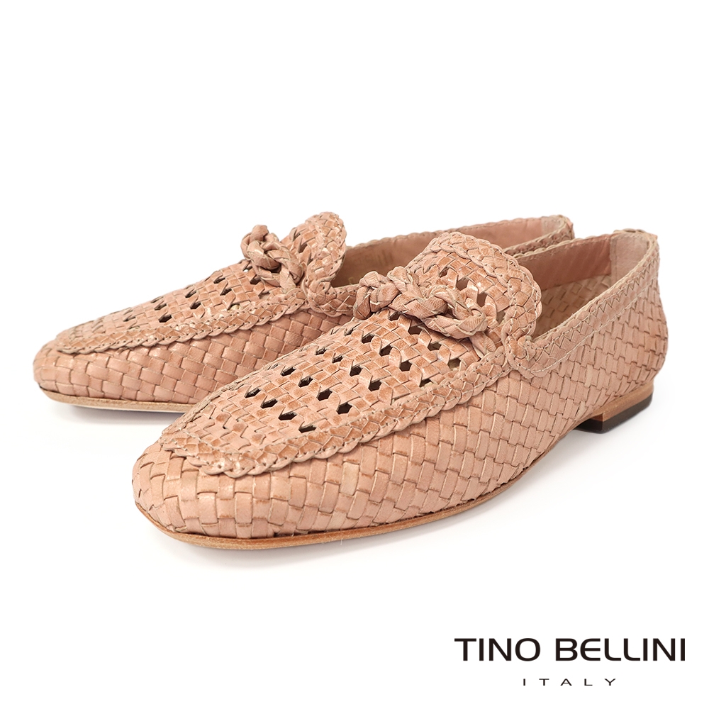 Tino Bellini 西班牙進口羊皮編織樂福鞋FZLV007 (裸膚)