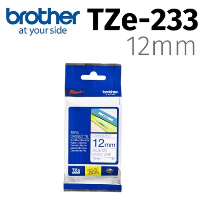 brother 原廠護貝標籤帶 TZe-233 (白底藍字 12mm)