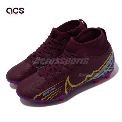 Nike 足球鞋 JR Superfly 9 Club KM FG MG 大童 女鞋 紫紅 金 襪套 有釘 DO9789-694