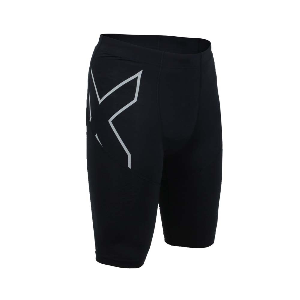 2XU 男中階運動涼感壓縮短褲-緊身短褲 慢跑 路跑 訓練 健身 2XMA6108BBLKSRF 黑銀