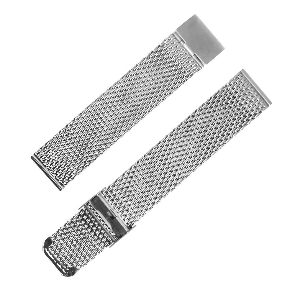 Watchband / DW代用 各品牌通用 透亮輕巧 米蘭編織不鏽鋼錶帶 銀色