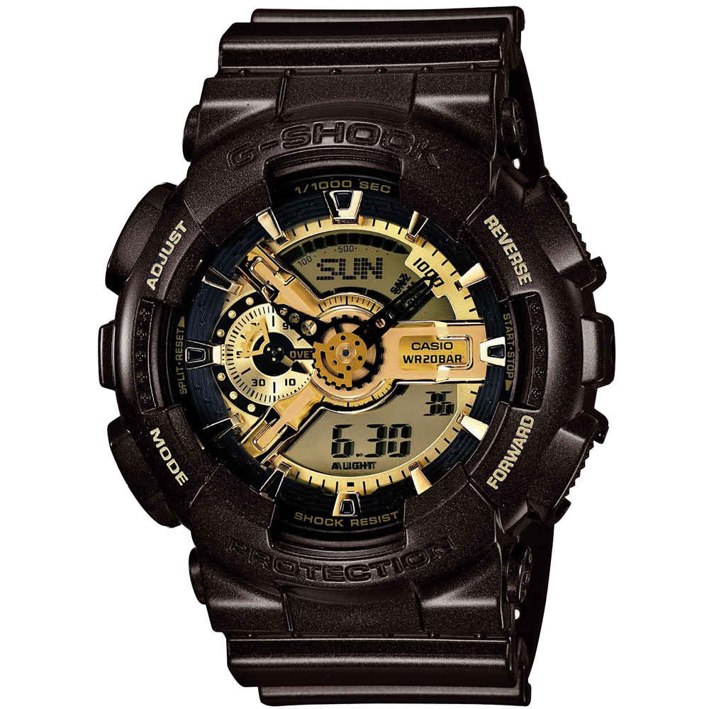 G-SHOCK 街頭狂熱重機裝置Man概念錶(GA-110BR-5A)-金x亮黑咖啡/52 | G