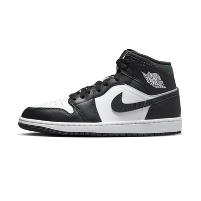 Nike Air Jordan 1 Mid 男款 黑白色 熊貓 象紋 爆裂紋 運動 中筒 休閒鞋 FB9911-001