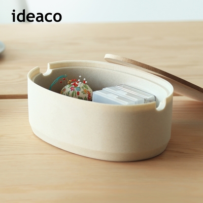 日本ideaco 砂岩淺型橢圓形收納盒(大)-多色可選