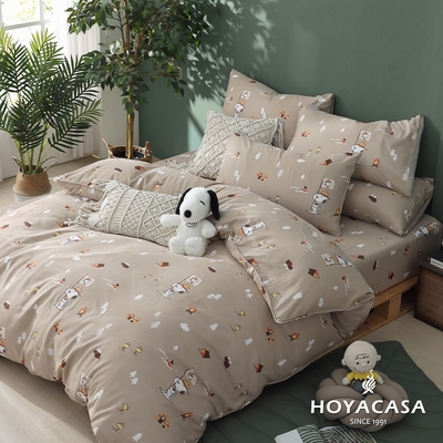 【HOYACASA 】x史努比聯名系列-加大吸濕排汗天絲兩用被床包四件組-探險家