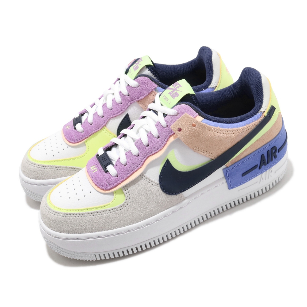 Nike 休閒鞋 AF1 Shadow 運動 女鞋 基本款 厚底 舒適 皮革 簡約 穿搭 白 彩 CU8591001