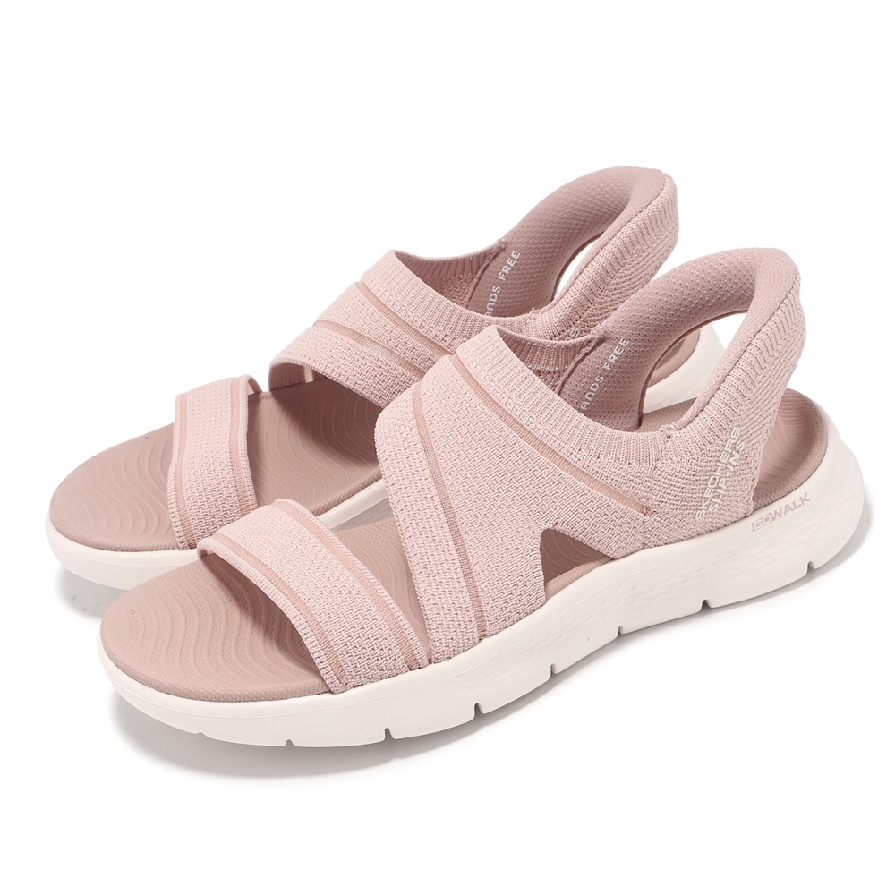 Skechers 涼鞋 Go Walk Flex Sandal Slip-Ins 女鞋 粉 白 針織 套入式 涼拖鞋 141482BLSH