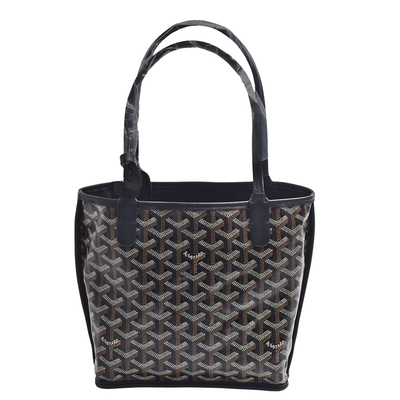 GOYARD 經典防水帆布LOGO雙面肩背托特包(小-黑色)