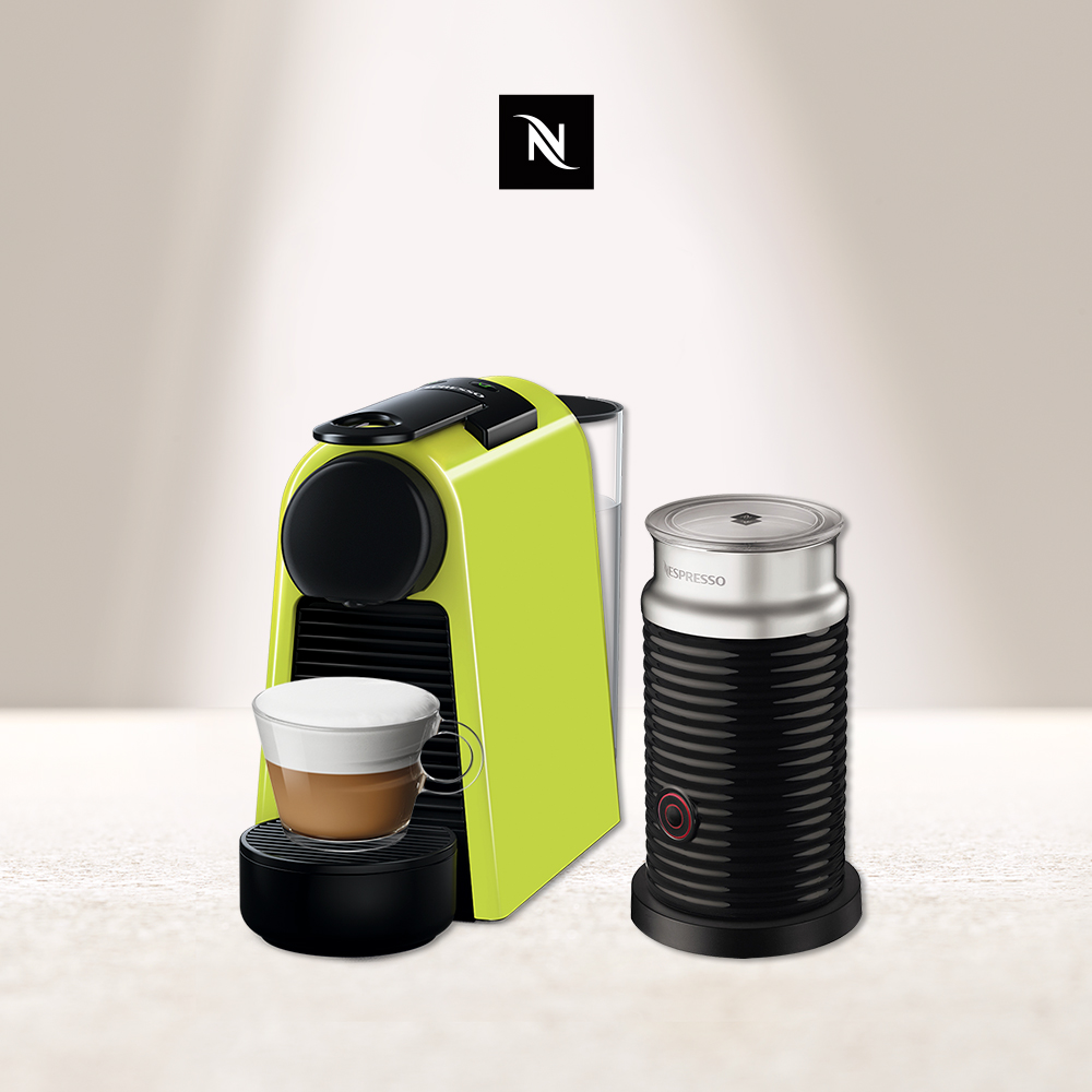 Nespresso 膠囊咖啡機 Essenza Mini (萊姆綠/寶石紅) Aeroccino3奶泡機(三色) 組合 (萊姆綠)