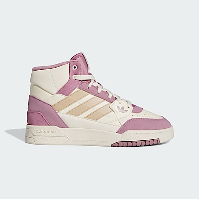 Adidas Drop Step SE W [IF2697]女 休閒鞋 運動 復古 三葉草 皮革 拼接 高筒 米白 粉紫